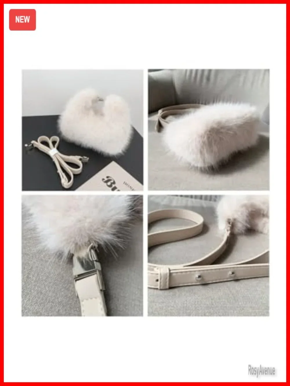 Faux Fox Fur Clutch Shoulder Crossbody Bag - Mini Furry Evening Bag